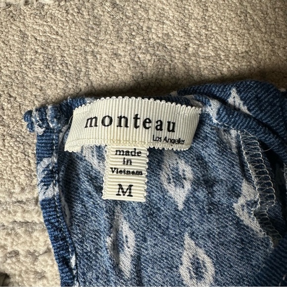 Monteau Los Angeles Blue & White Ikat Print Sleeveless Dress – Women’s Size M - Picture 3 of 3